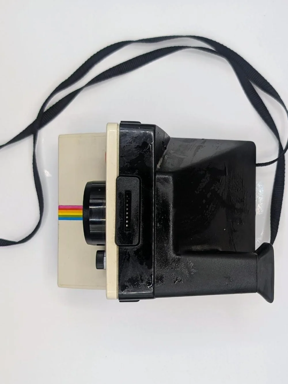 Polaroid OneStep Land Camera - Cream with Rainbow Stripe